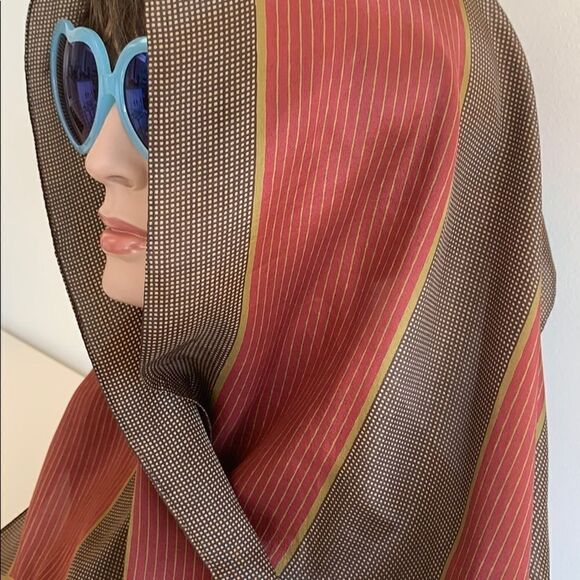 Calvin Klein silk geometric fringed scarf - Picture 7 of 9